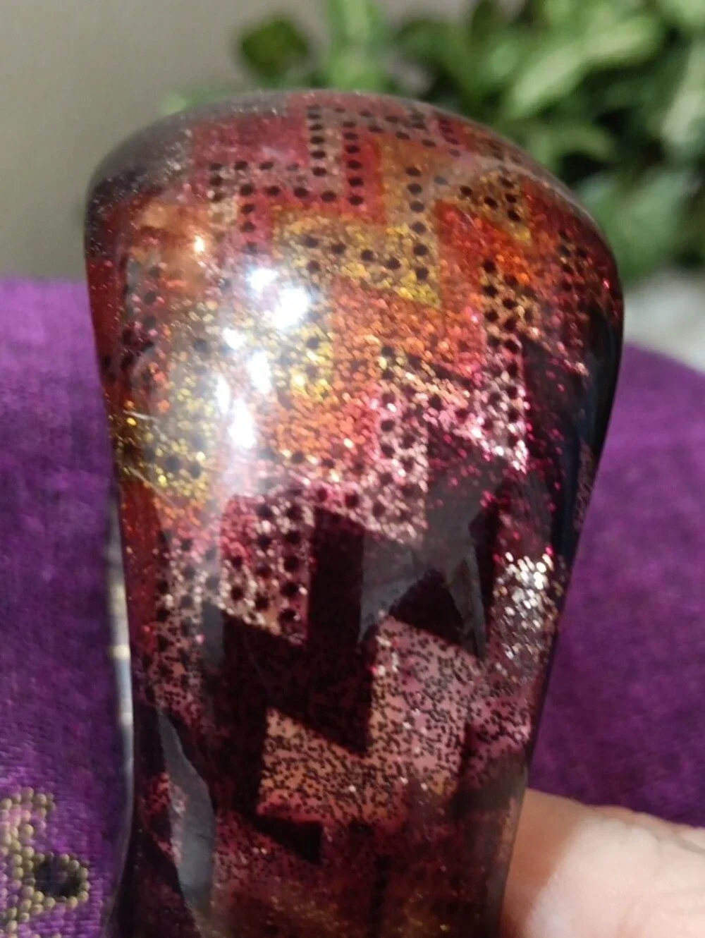 Wide Pink Patterned Resin Bangle Bracelet